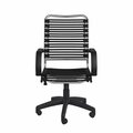 Homeroots 42 in. Flat Bungee Cord High Back Office Chair Black & Chrome 400780